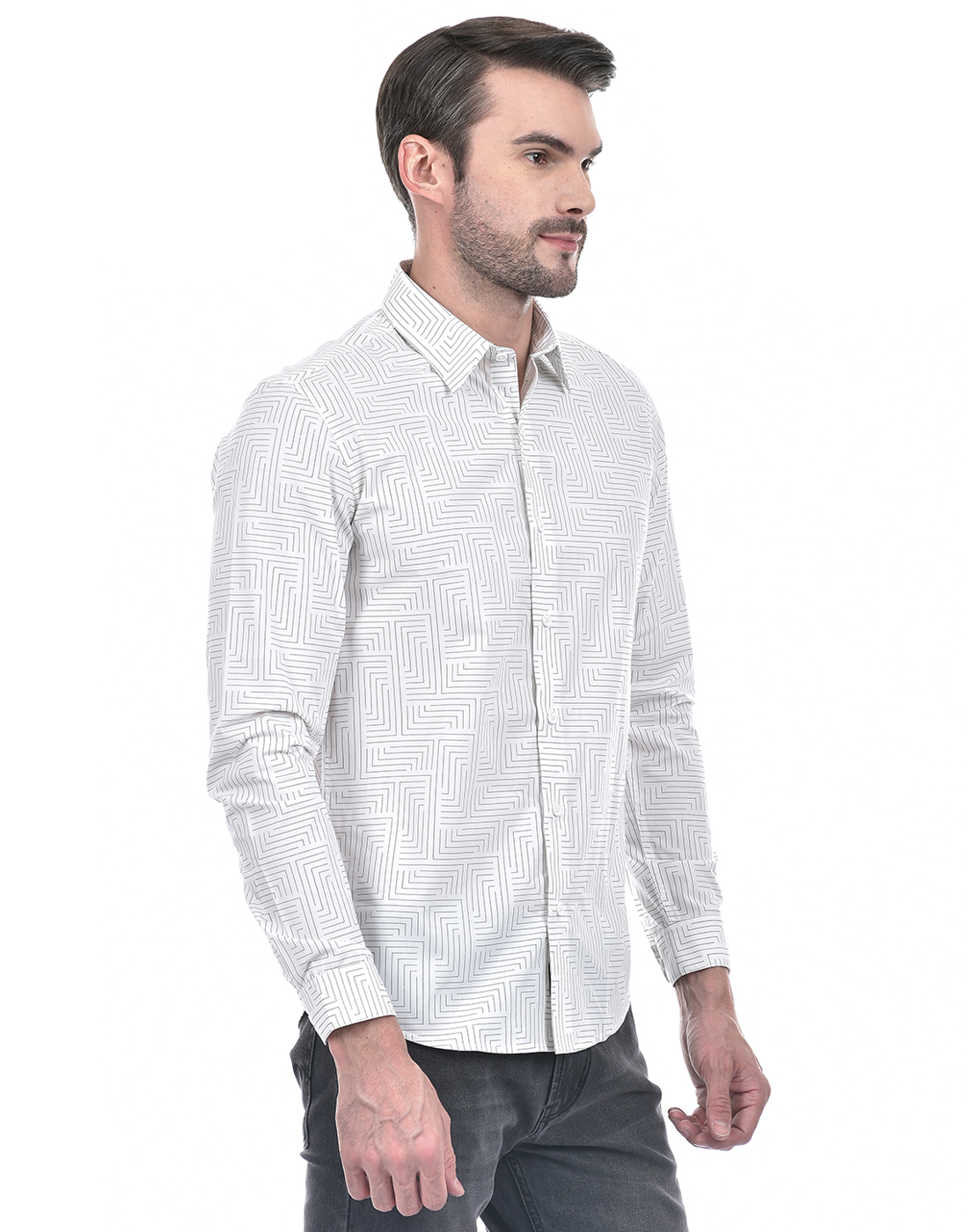 Numero Uno Men Abstract White Shirt